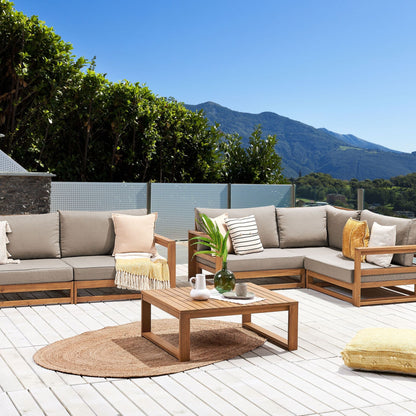 Acacia 2 Sofas 4 Seater Set With Coffee Table Light Brown