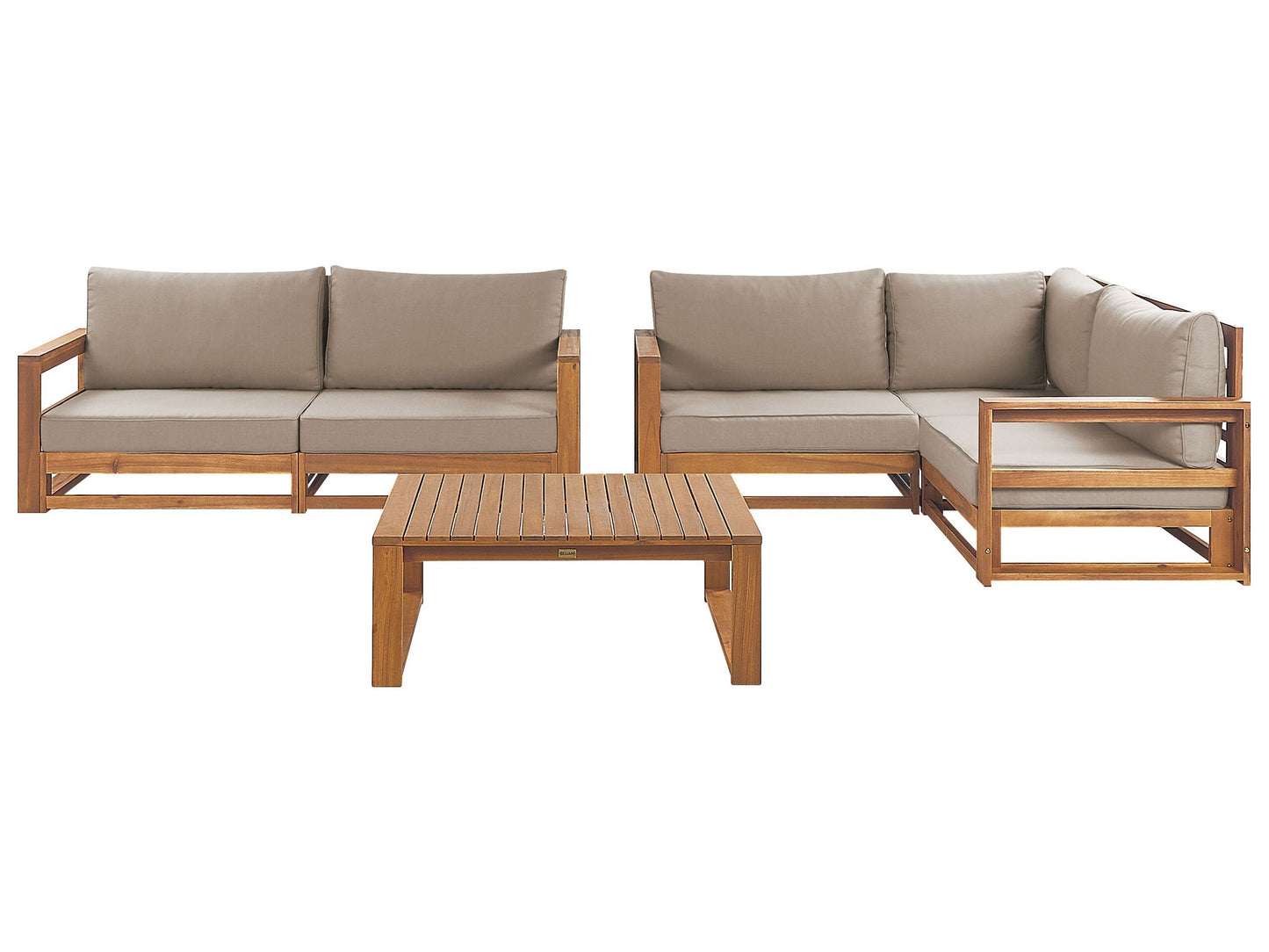 Acacia 2 Sofas 4 Seater Set With Coffee Table Light Brown