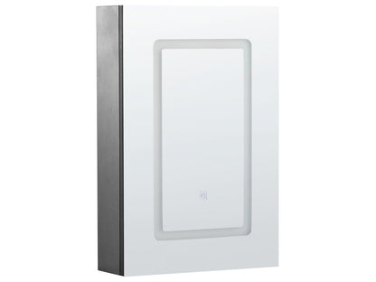 Bathroom Mirror Cabinet With LED 40 x 60cm Black Glass