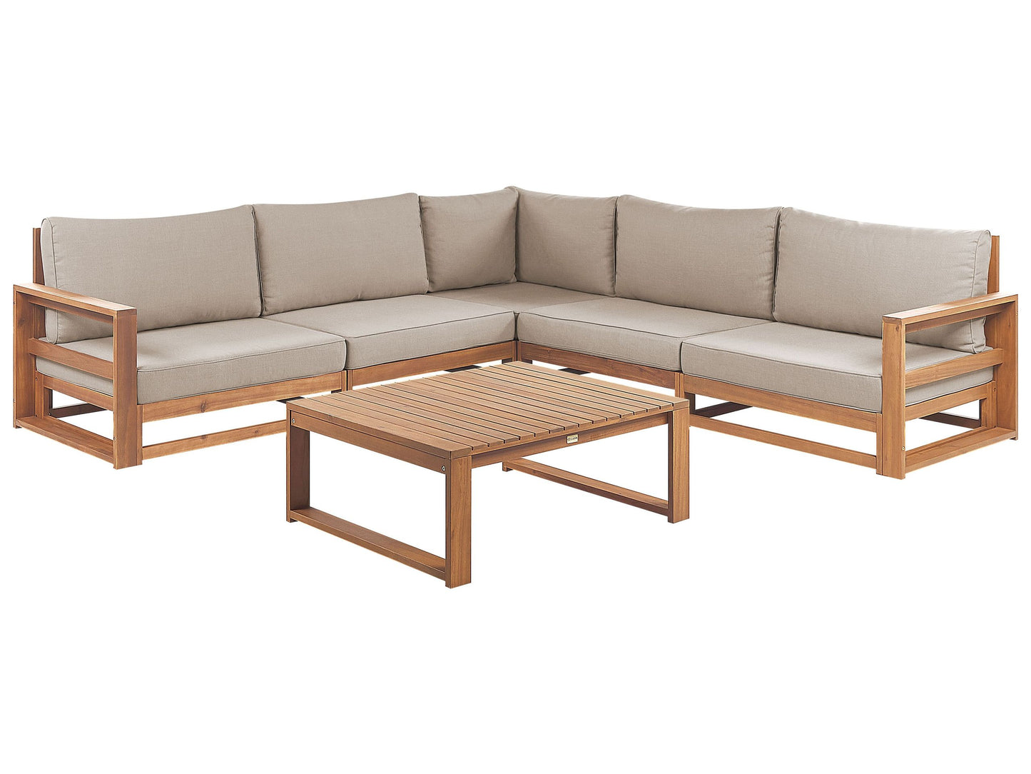 Acacia Outdoor Corner Sofa Set With Coffee Table 5 Seater Light Brown