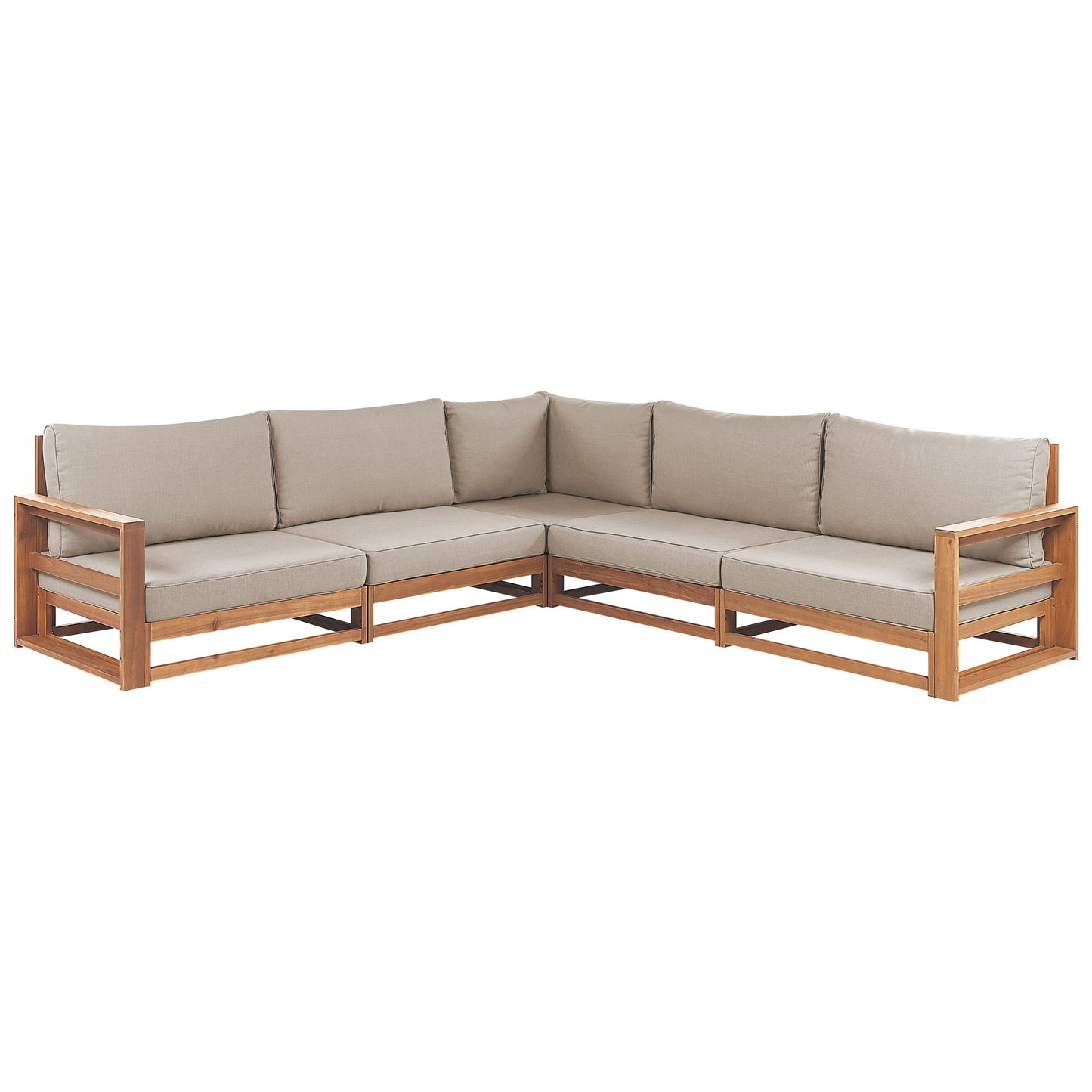 Acacia Outdoor Corner Sofa Set With Coffee Table 5 Seater Light Brown