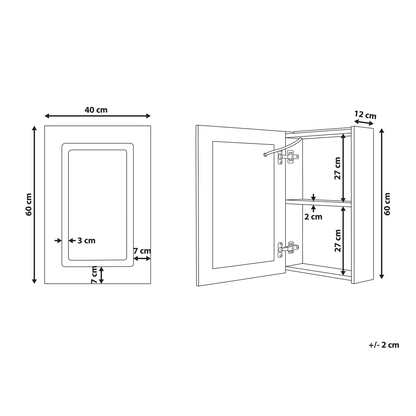 Bathroom Mirror Cabinet With LED 40 x 60cm Black Glass