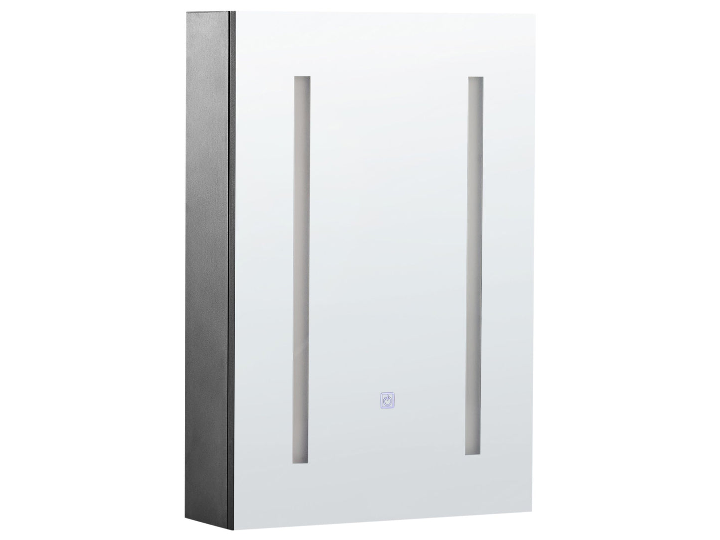 Mirror Cabinet Black Glass Engineered Wood With LED 40 x 60cm