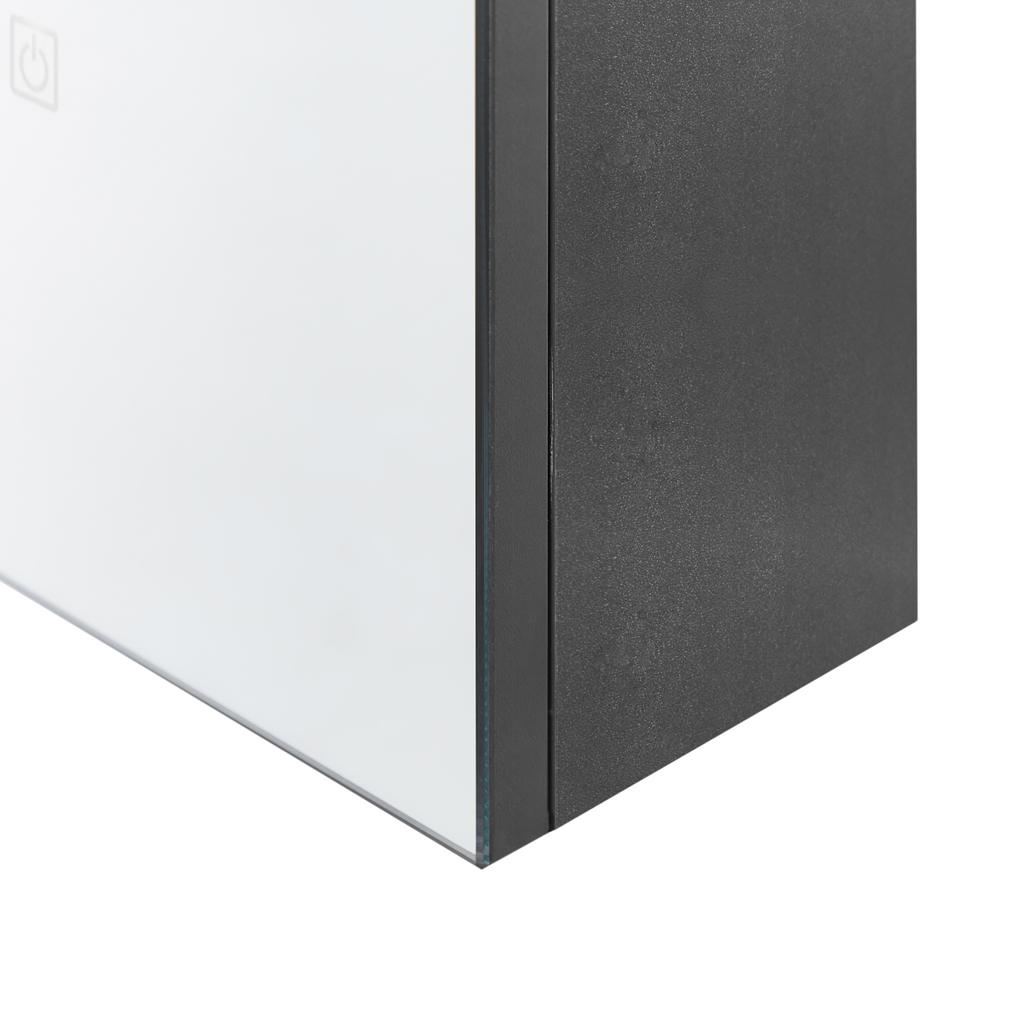 Bathroom Mirror Cabinet with LED in Black Glass and Engineered Wood 60 x 60cm Modern Design