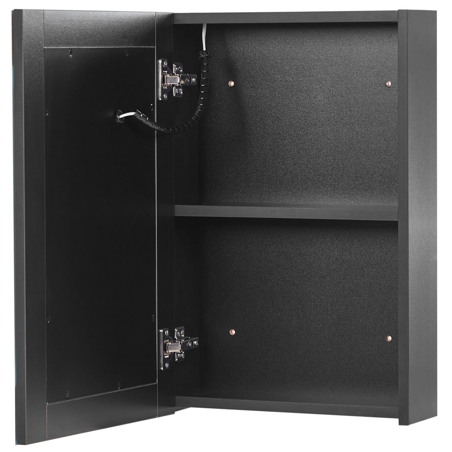 Luxor Bathroom Mirror Cabinet Black Glass LED 40 x 60cm Modern