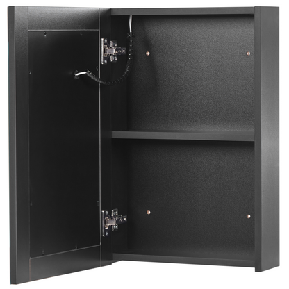 Luxor Bathroom Mirror Cabinet Black Glass LED 40 x 60cm Modern