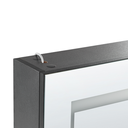Luxor Bathroom Mirror Cabinet Black Glass LED 40 x 60cm Modern