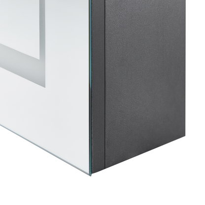 Luxor Bathroom Mirror Cabinet Black Glass LED 40 x 60cm Modern
