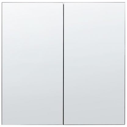 Handleless Black Plywood Bathroom Mirror Cabinet 60 By 60cm Hanging 2 Door