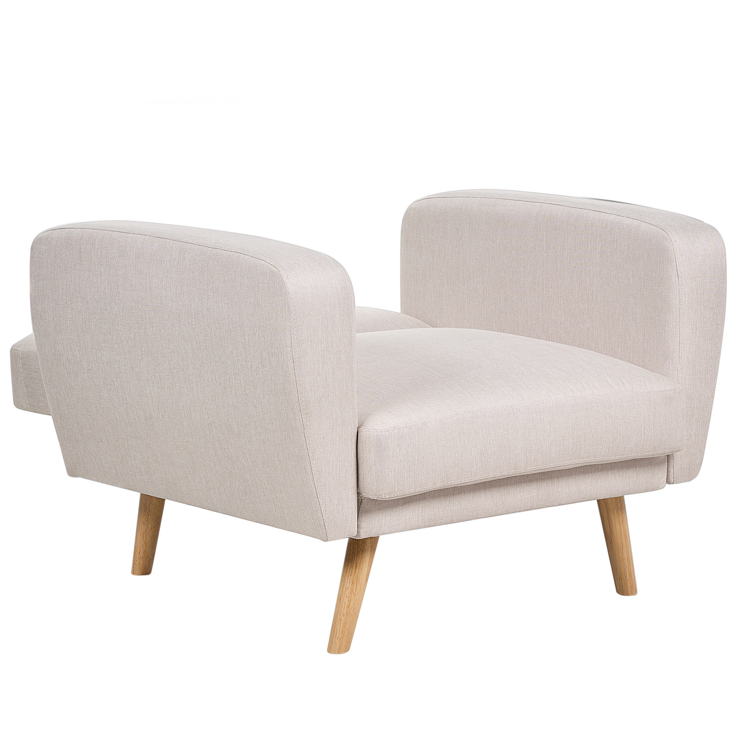 Armchair Beige Fabric With Wooden Legs Adjustable Headrest