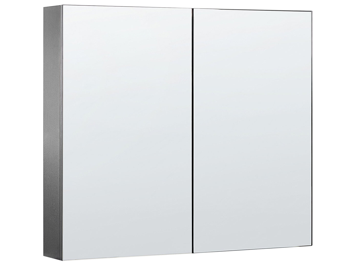 Black Bathroom Mirror Cabinet 80 x 70cm Hanging 2 Door