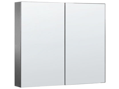 Black Bathroom Mirror Cabinet 80 x 70cm Hanging 2 Door