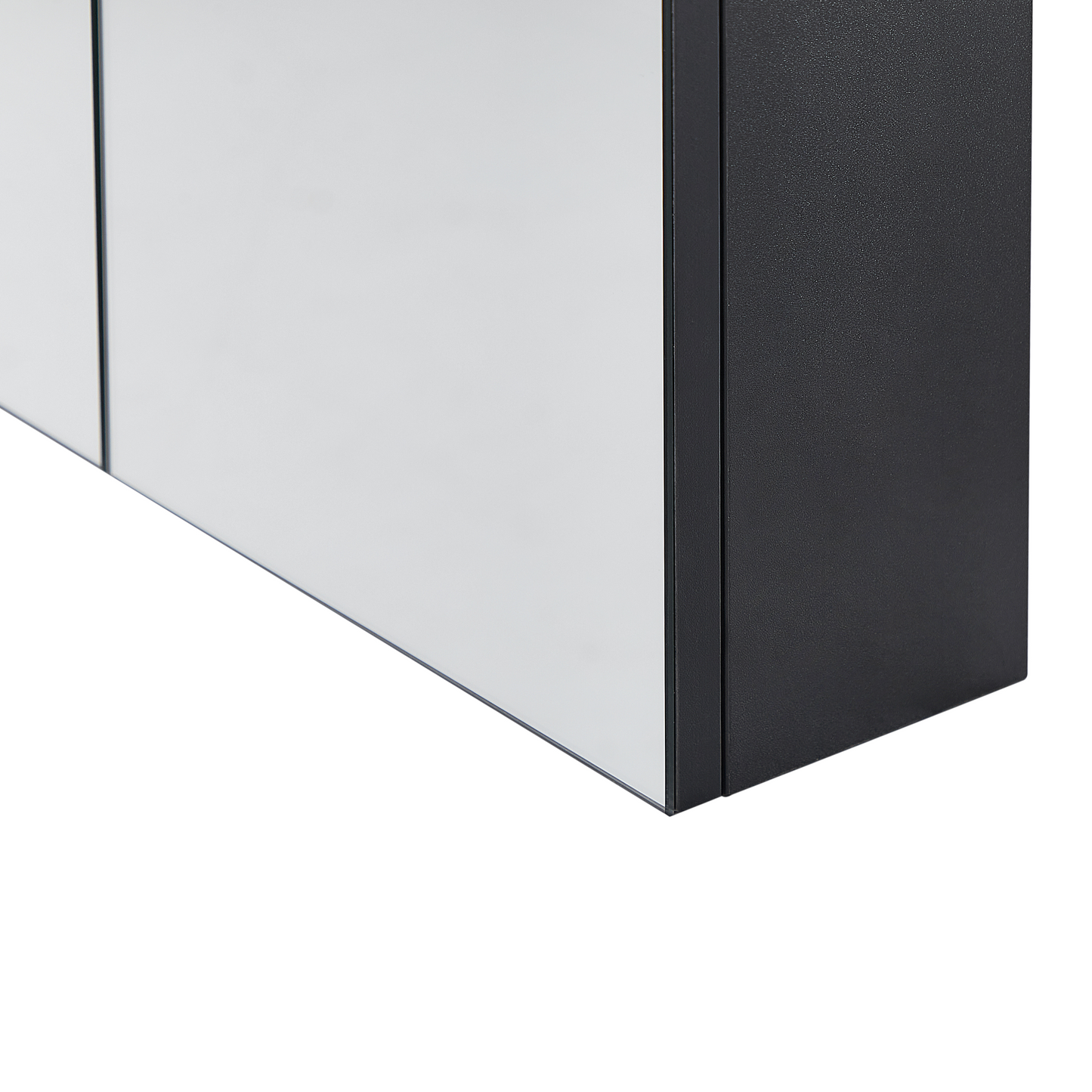 Black Bathroom Mirror Cabinet 80 x 70cm Hanging 2 Door
