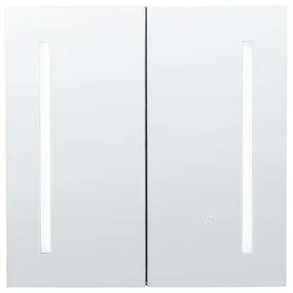 Bath Mirror Cabinet Black Plywood 60 x 60cm LED 2 Door
