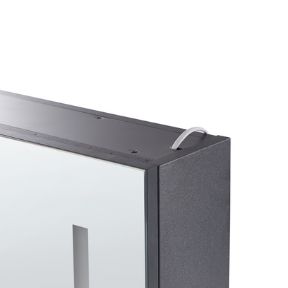 Bath Mirror Cabinet Black Plywood 60 x 60cm LED 2 Door