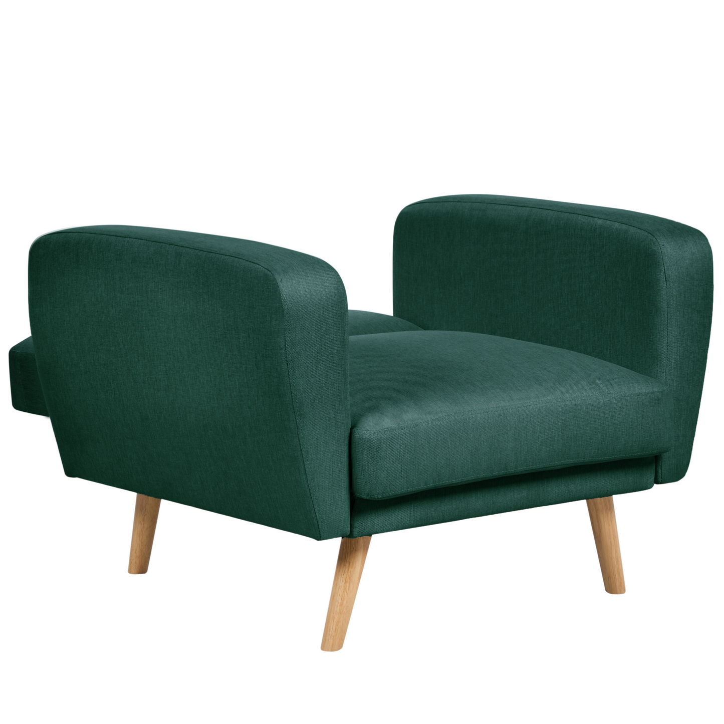 Armchair Green Fabric With Wooden Legs Modern Minimalist