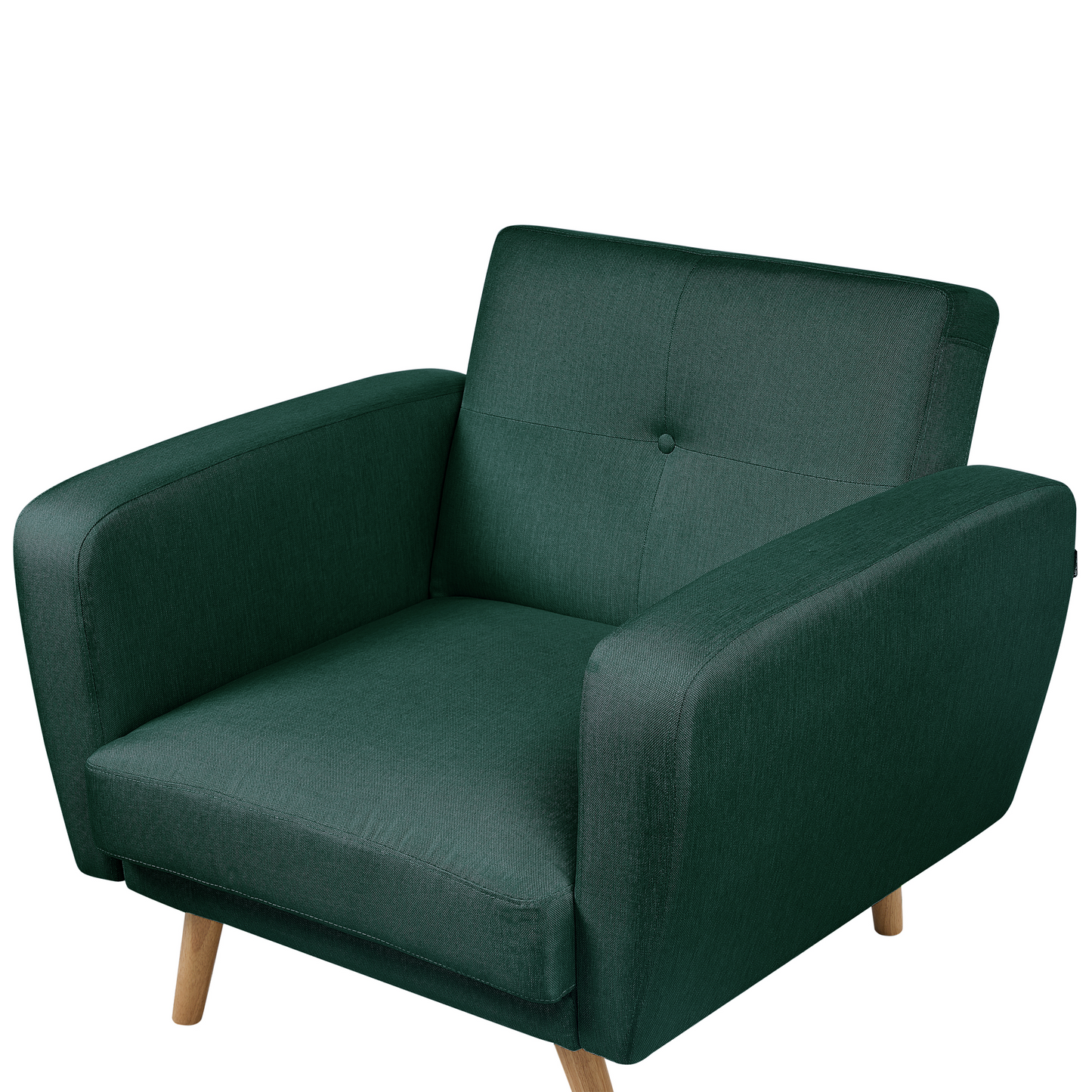 Armchair Green Fabric With Wooden Legs Modern Minimalist