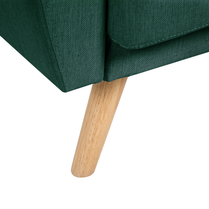 Armchair Green Fabric With Wooden Legs Modern Minimalist