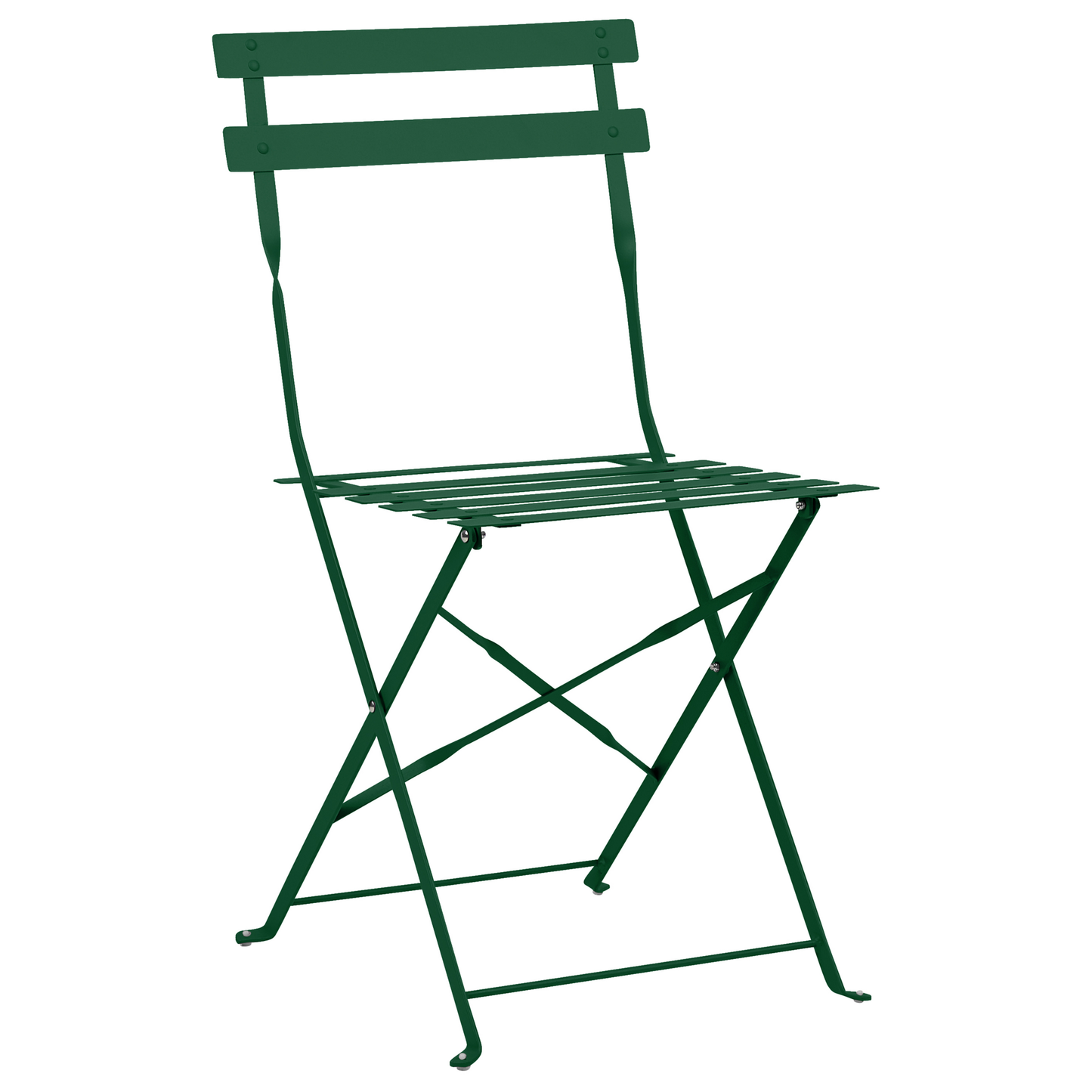 Dark Green Bistro Set 3 Piece Folding Outdoor Slatted Back