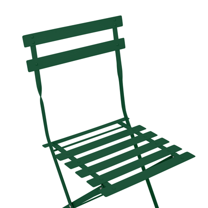 Dark Green Bistro Set 3 Piece Folding Outdoor Slatted Back