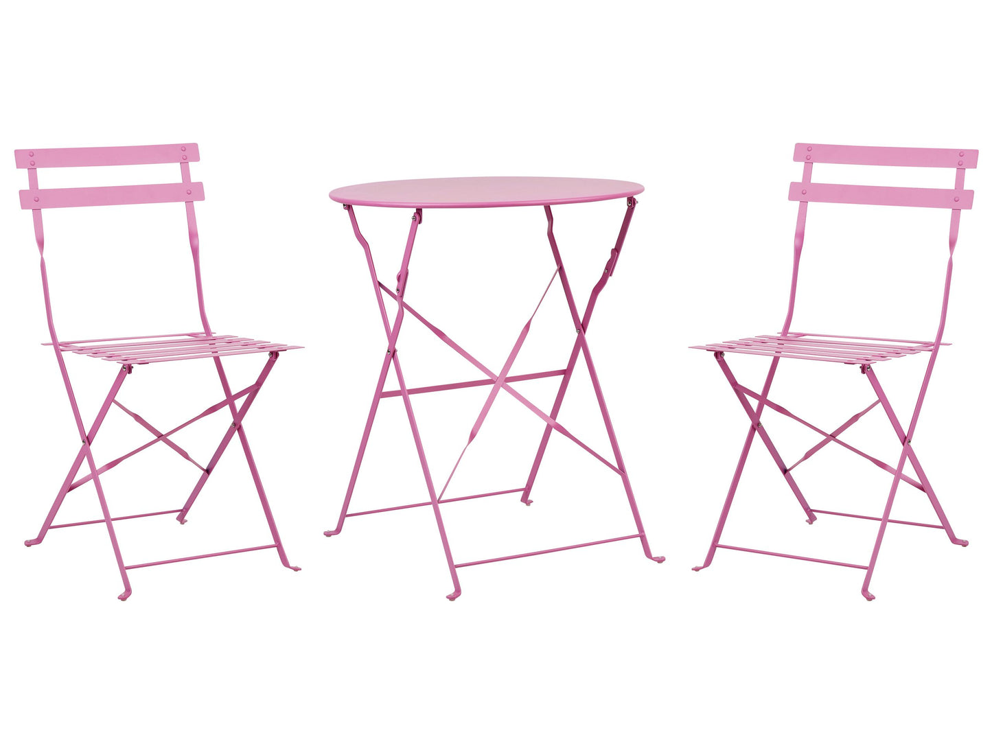 3 Piece Pink Metal Folding Bistro Set