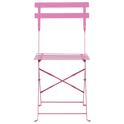 3 Piece Pink Metal Folding Bistro Set