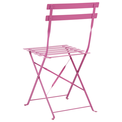 3 Piece Pink Metal Folding Bistro Set