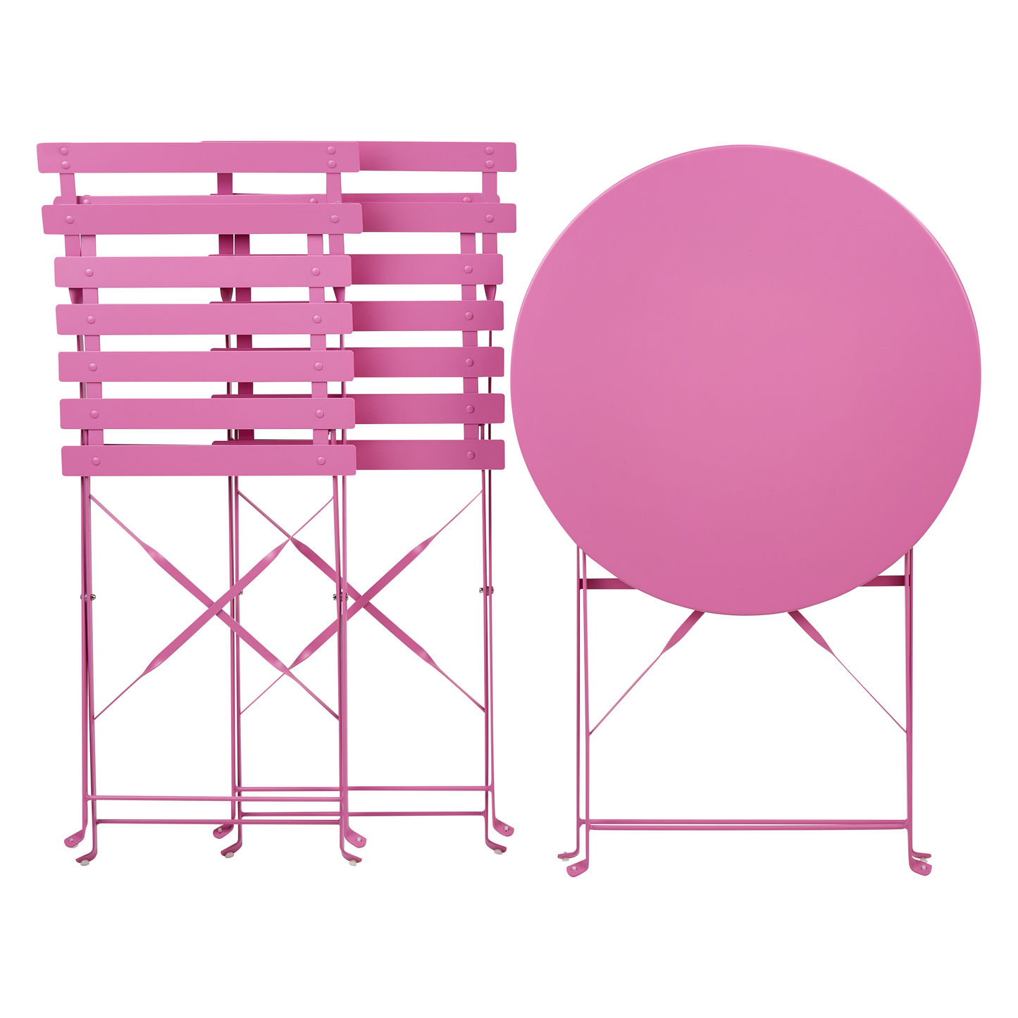3 Piece Pink Metal Folding Bistro Set