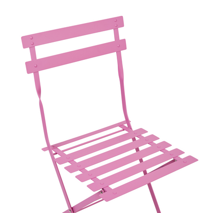 3 Piece Pink Metal Folding Bistro Set