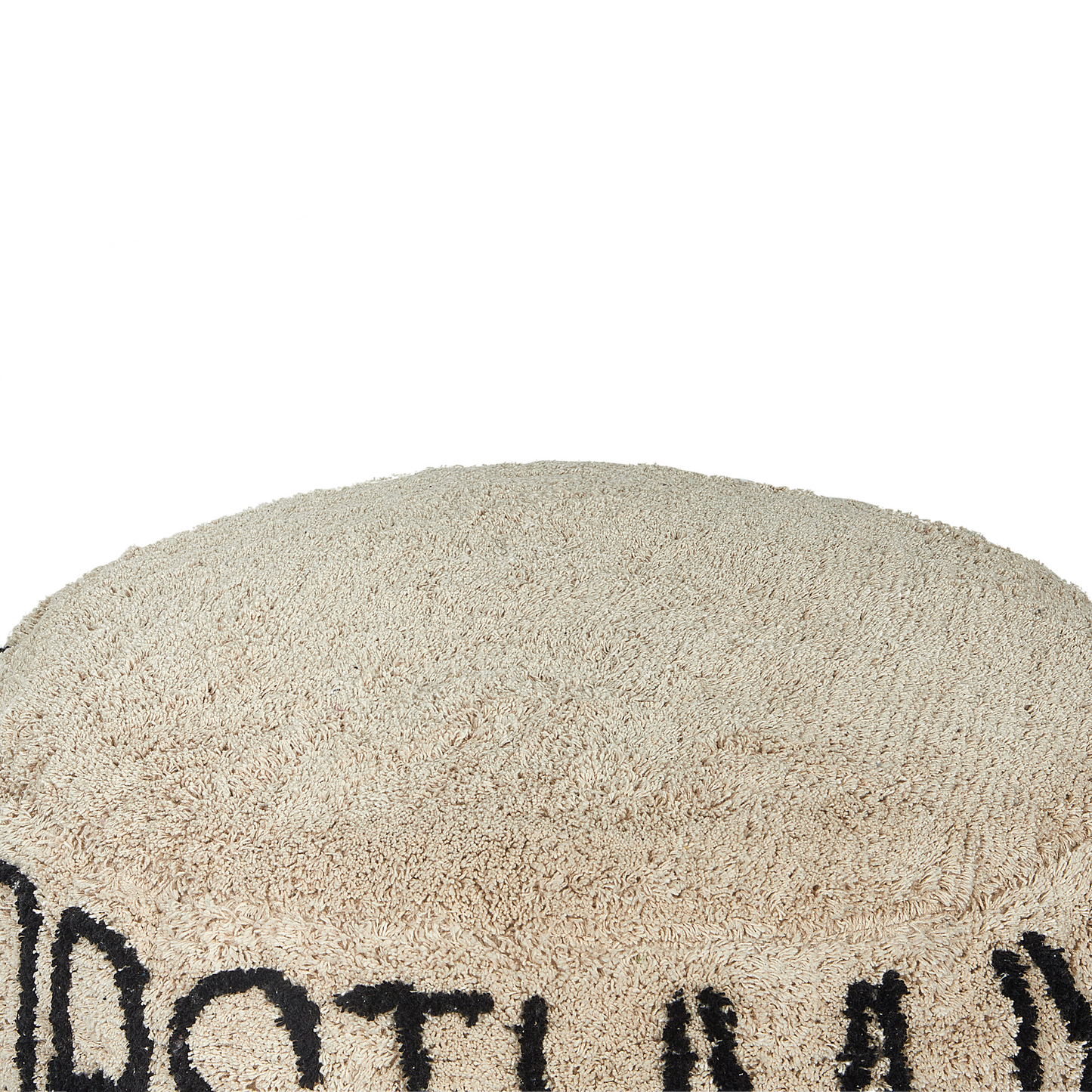 Alphabet Pattern Floor Cushion 60 x 60 Beige Cotton