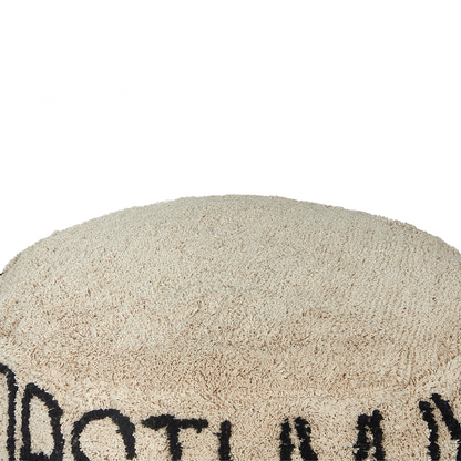 Alphabet Pattern Floor Cushion 60 x 60 Beige Cotton