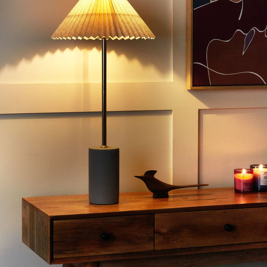 Bedside Lamp Adjustable Beige Shade Concrete Base 68cm