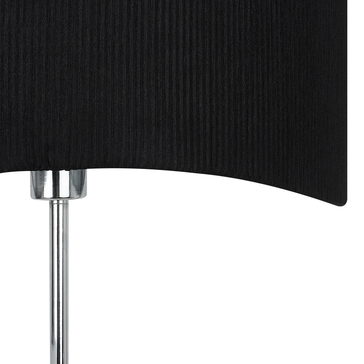 Floor Lamp Silver Black Metal Base Faux Silk Shade Modern