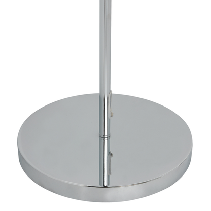 Floor Lamp Silver Black Metal Base Faux Silk Shade Modern