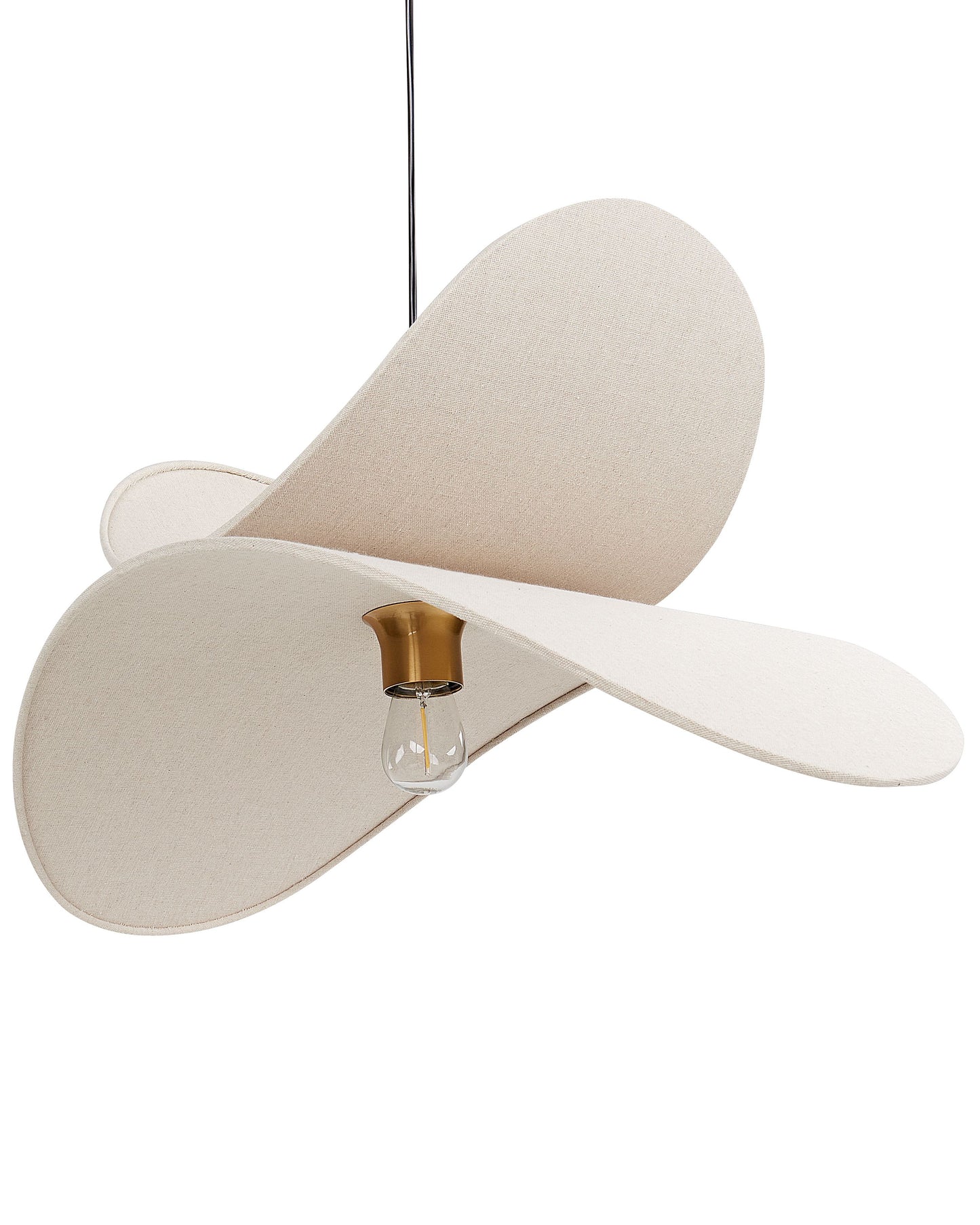 Linen Pendant Lamp Beige 105cm Open Bulb Modern