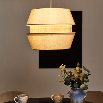 Beige Raffia Linen Pendant Lamp 122cm Modern Boho Hanging Light Fixture