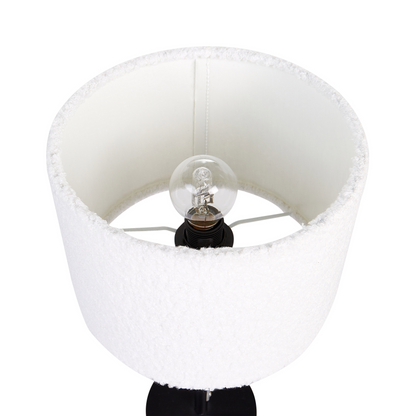 Boucle Drum Shade Bedside Table Lamp 40cm Metal Base