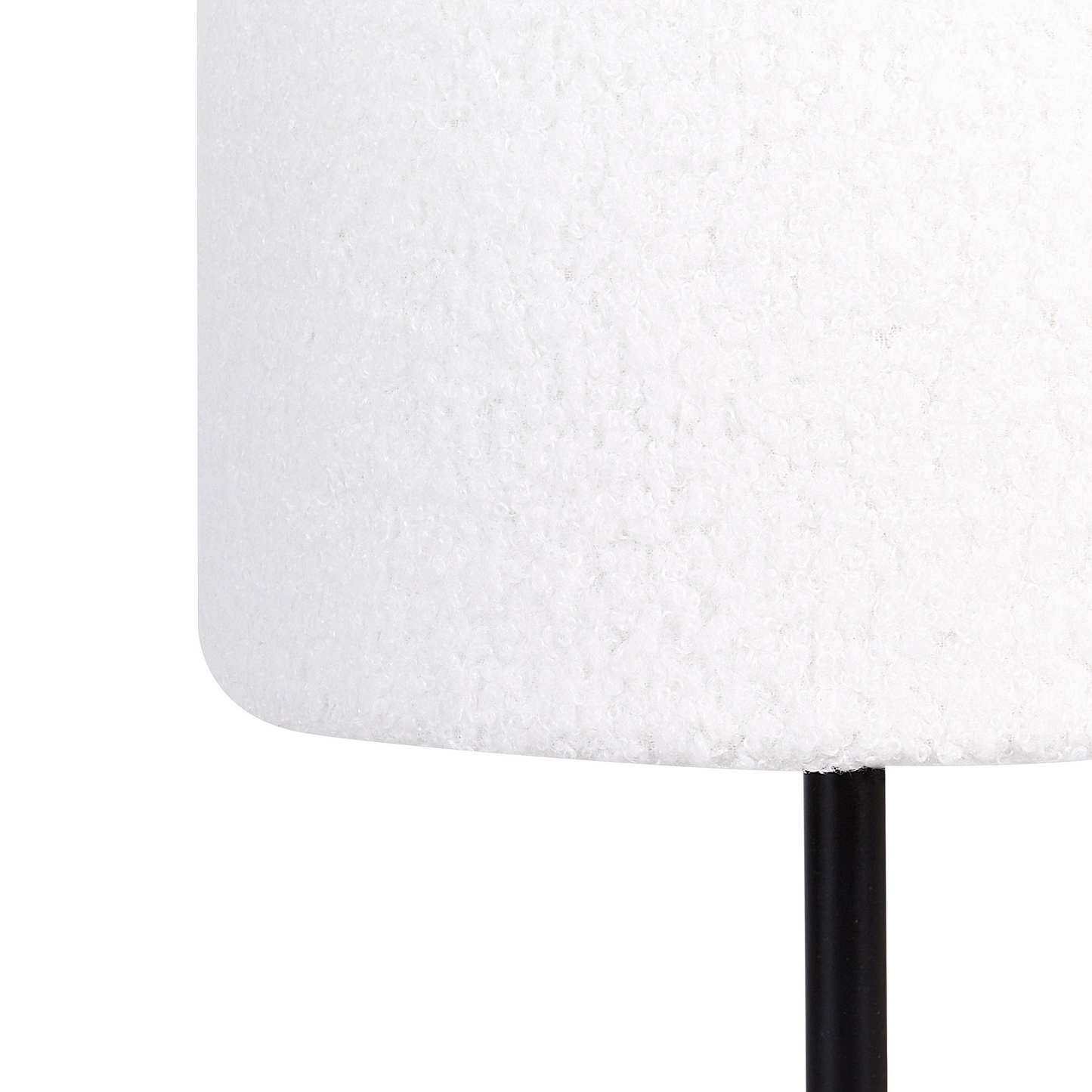 Boucle Drum Shade Bedside Table Lamp 40cm Metal Base