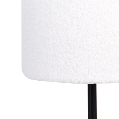 Boucle Drum Shade Bedside Table Lamp 40cm Metal Base