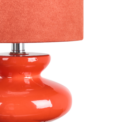Bedside Table Lamp Red Ceramic Base With Faux Suede Shade 62cm Modern