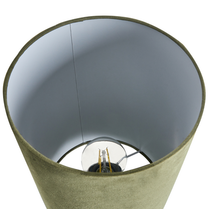 Bedside Lamp Faux Suede Shade Olive Green Ceramic Base 62cm