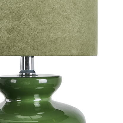 Bedside Lamp Faux Suede Shade Olive Green Ceramic Base 62cm