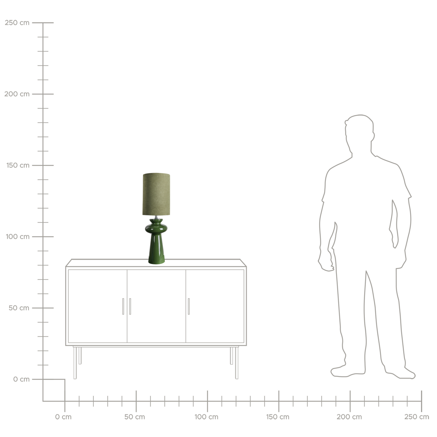 Bedside Lamp Faux Suede Shade Olive Green Ceramic Base 62cm