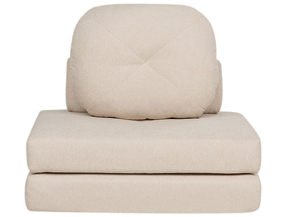 Luxe Sofa Pouffe Bed Beige Fabric Modern Sleeper One Seater