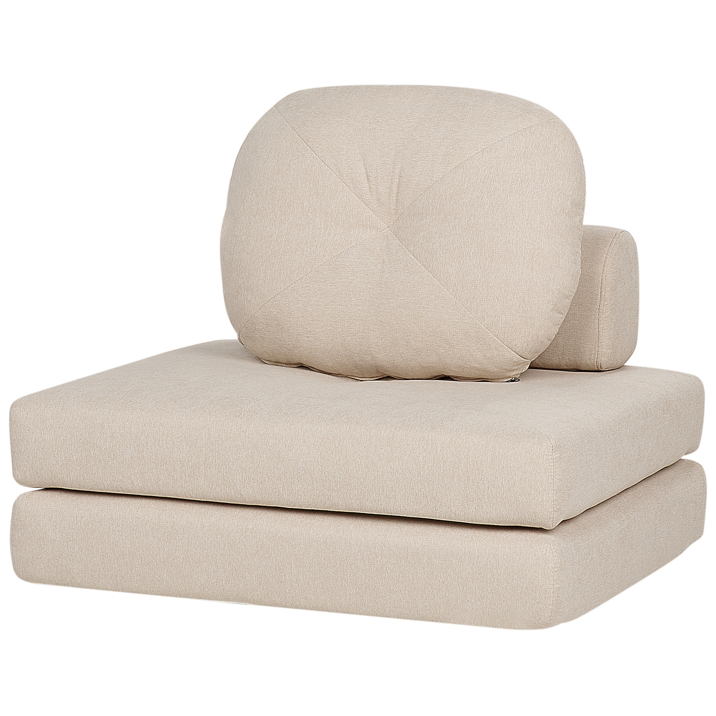 Luxe Sofa Pouffe Bed Beige Fabric Modern Sleeper One Seater