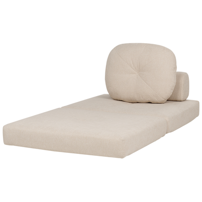 Luxe Sofa Pouffe Bed Beige Fabric Modern Sleeper One Seater