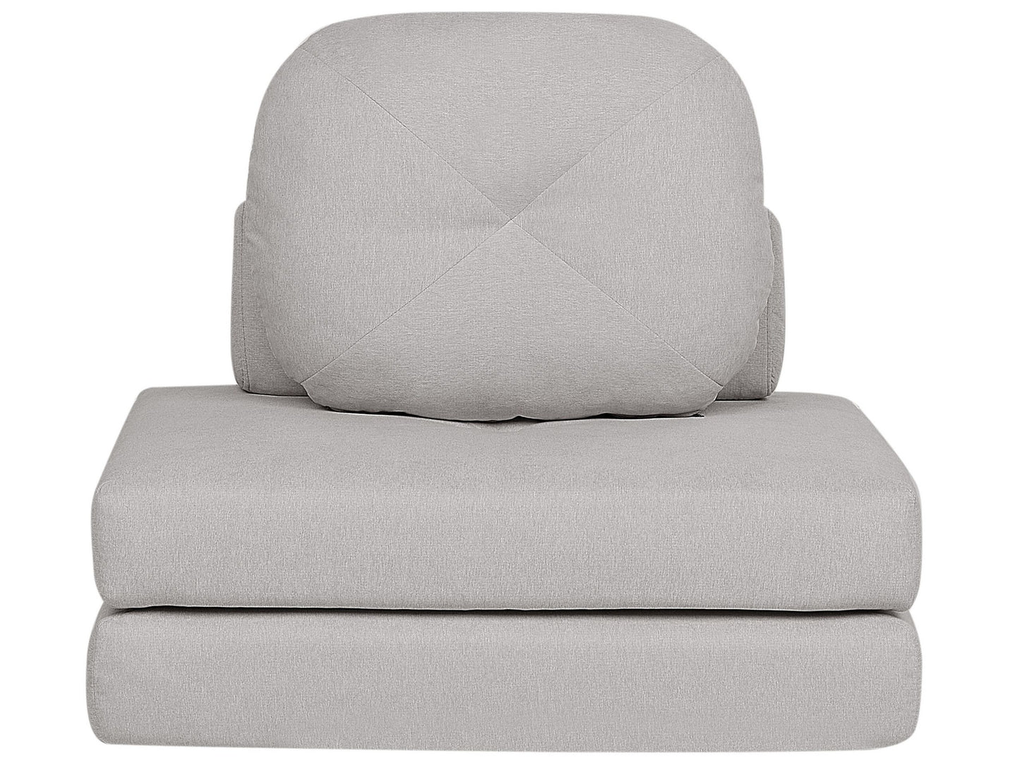 Sofa Pouffe Bed Light Grey Fabric Fold Out Single Sleeper