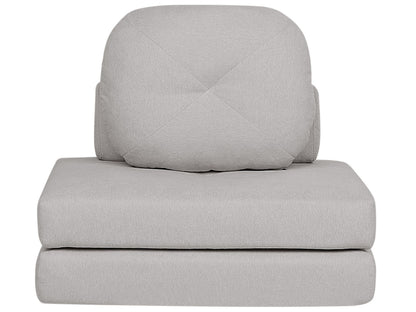 Sofa Pouffe Bed Light Grey Fabric Fold Out Single Sleeper