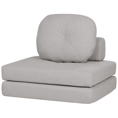 Sofa Pouffe Bed Light Grey Fabric Fold Out Single Sleeper