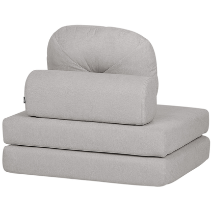 Sofa Pouffe Bed Light Grey Fabric Fold Out Single Sleeper
